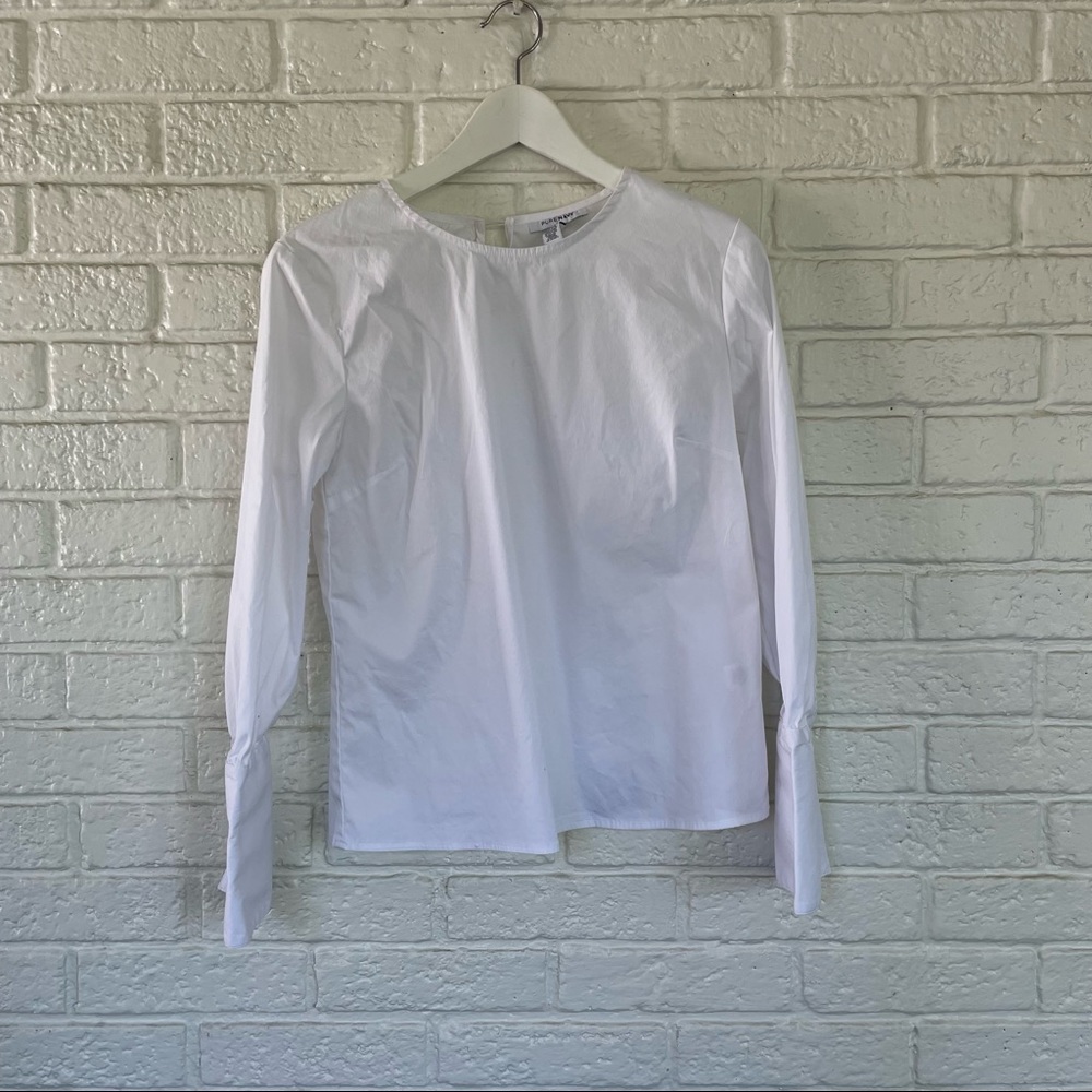 Pure Navy cotton poplin blouse with Napolitan cuffs size extra small